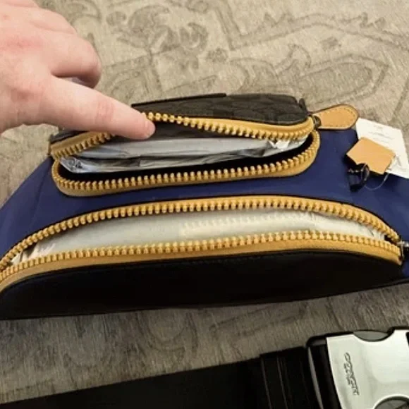 Track Belt Bag In Colorblock Signature Canvas